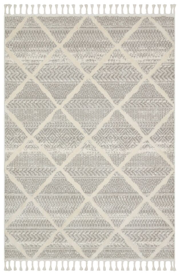 Vogue 1069E - Açık Gri Krem Yumuşak Dokulu Halı 80x300