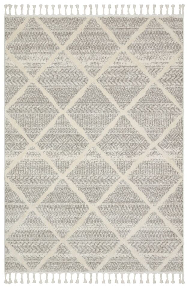Vogue 1069E - Açık Gri Krem Yumuşak Dokulu Halı 100x300