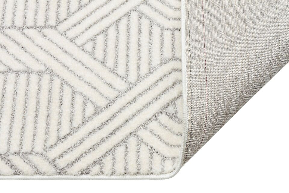 Vogue 10502D - Açık Gri Krem Yumuşak Dokulu Halı 100x300