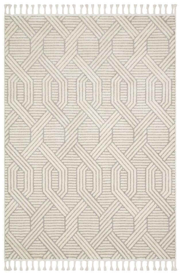 Vogue 10502D - Açık Gri Krem Yumuşak Dokulu Halı 100x300