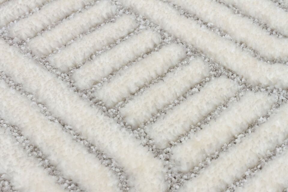 Vogue 10502D - Açık Gri Krem Yumuşak Dokulu Halı 200x290