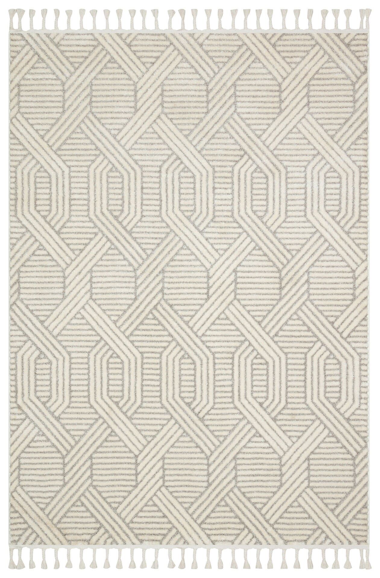 Vogue 10502D - Açık Gri Krem Yumuşak Dokulu Halı 80x150