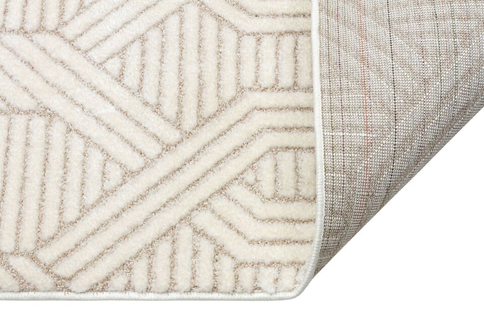 Vogue 10502D - Bej Krem Yumuşak Dokulu Halı 80x150