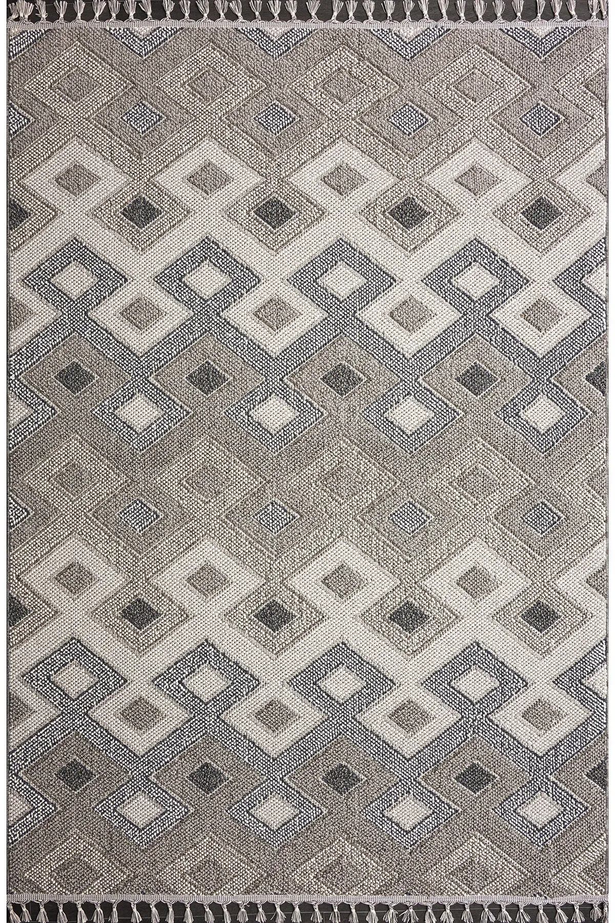 Natura 9962 Krem Bej Gri Bukle Halı