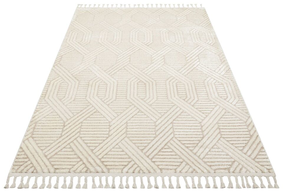 Vogue 10502D - Bej Krem Yumuşak Dokulu Halı 100x300