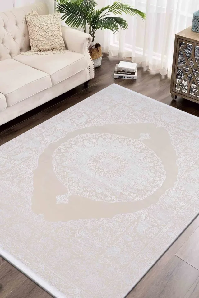 Hermes HE32D Bej Krem Akrilik Halı