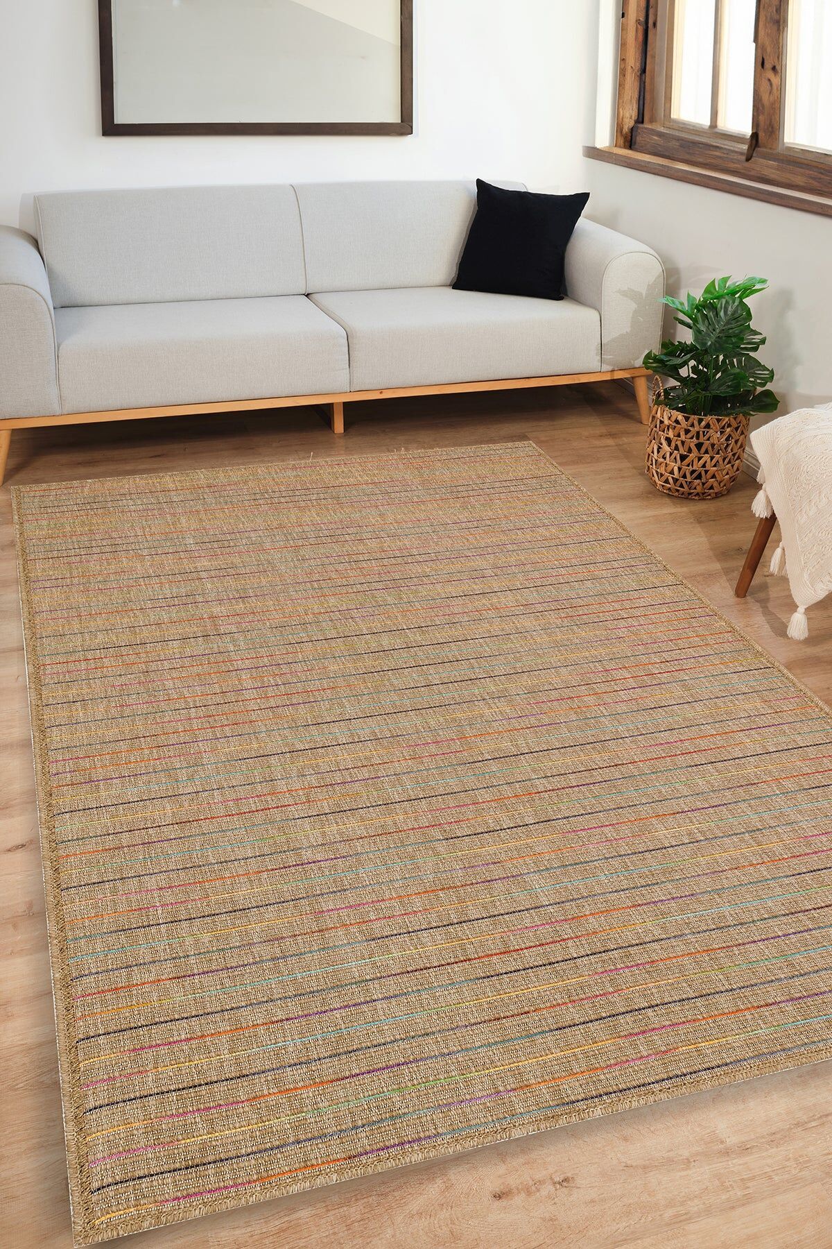 Doku DH009 - Çok Renkli Hav Toz Vermez Dokuma Kilim