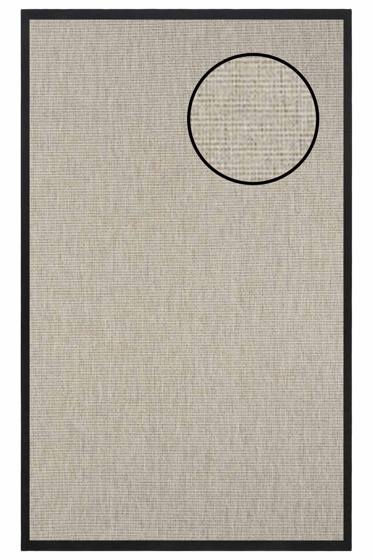 4662 Krem Düz Dokulu Sisal Halı Siyah Bordür - 80x150