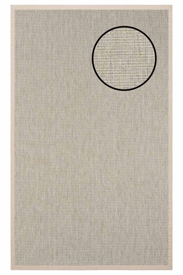 4662 Krem Düz Dokulu Sisal Halı Bej Bordür - 80x300