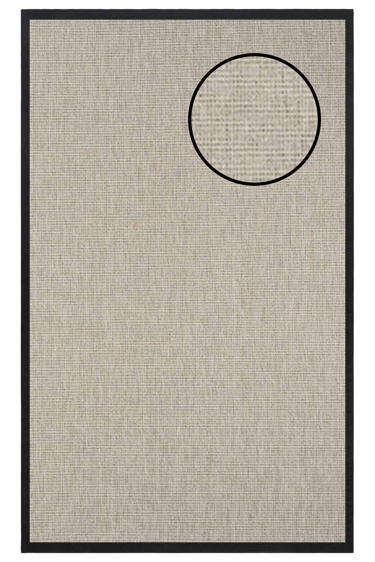 4662 Krem Düz Dokulu Sisal Halı Siyah Bordür - 100x200