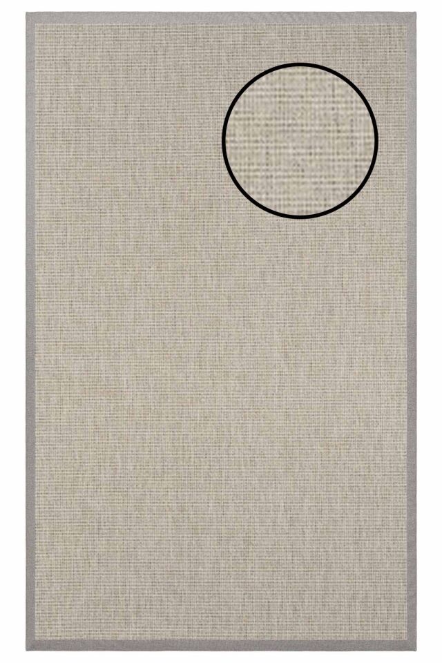 4662 Krem Düz Dokulu Sisal Halı Gri Bordür - 100x300