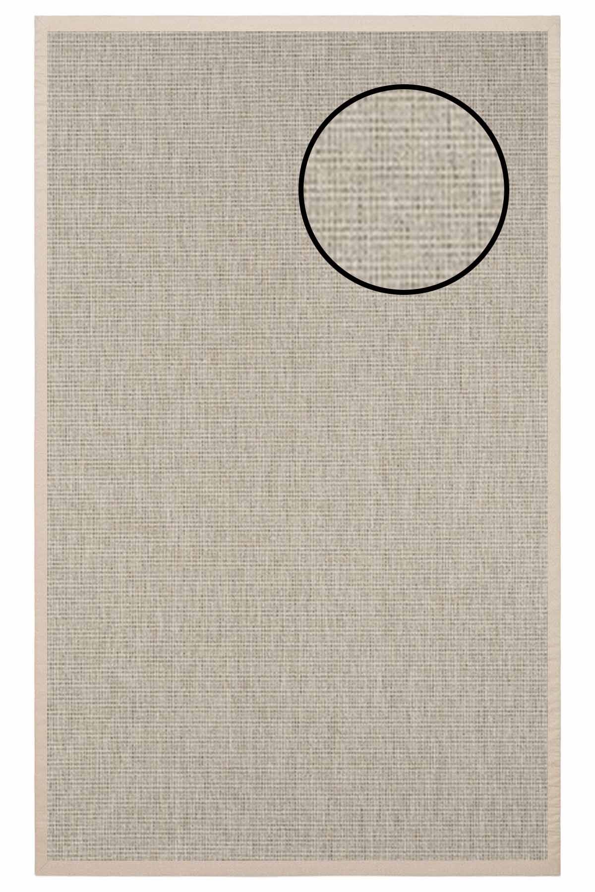 4662 Krem Düz Dokulu Sisal Halı Bej Bordür - 200x290