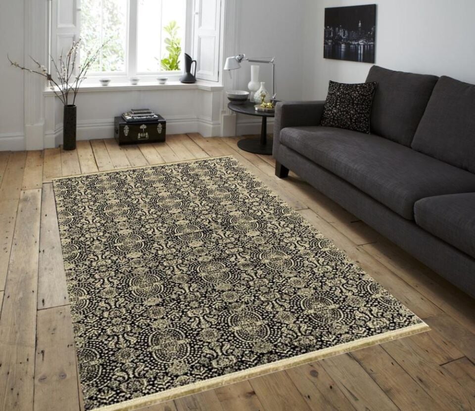 Maressa 9060 Siyah Gold Kaydırmaz Halı