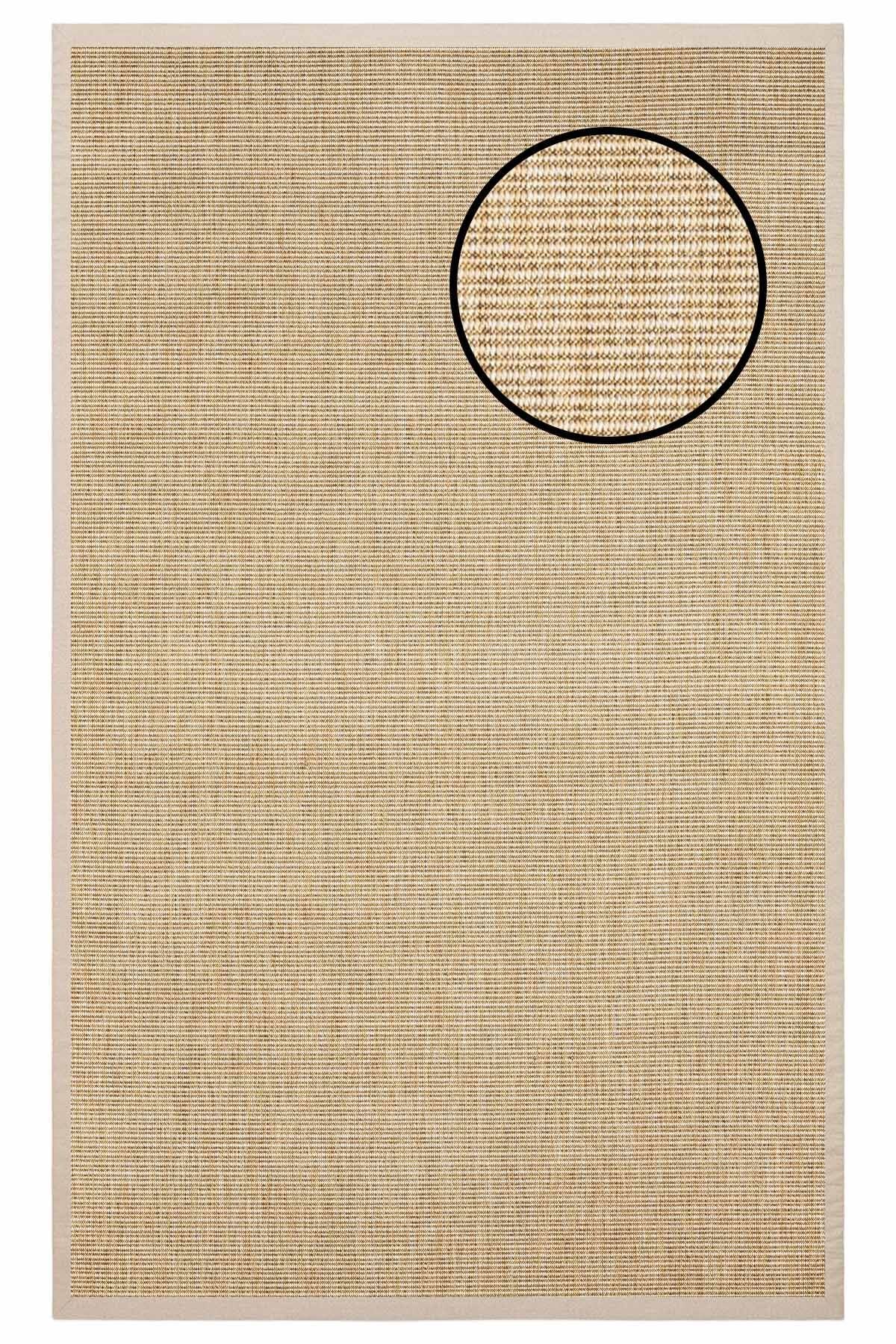 2663 Bej Düz Dokulu Sisal Halı Bej Bordür - 100x200