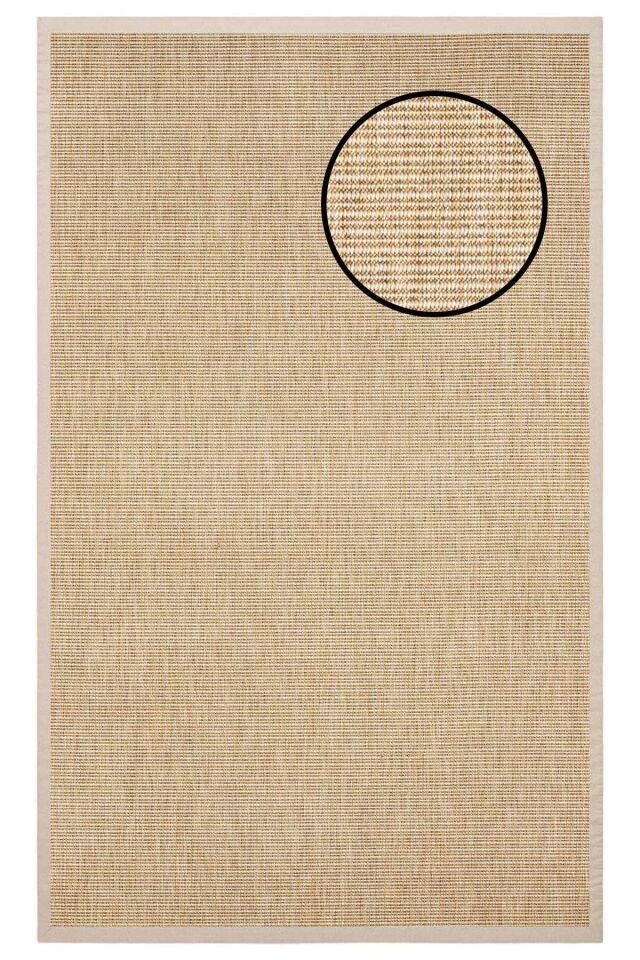 2663 Bej Düz Dokulu Sisal Halı Bej Bordür - 100x300
