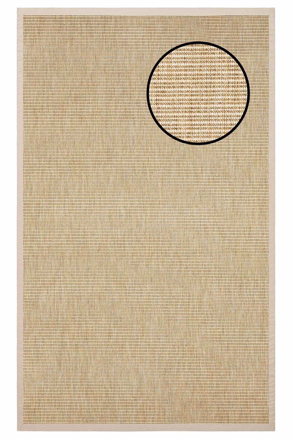 2663 Bej Düz Dokulu Sisal Halı Bej Bordür - 200x290