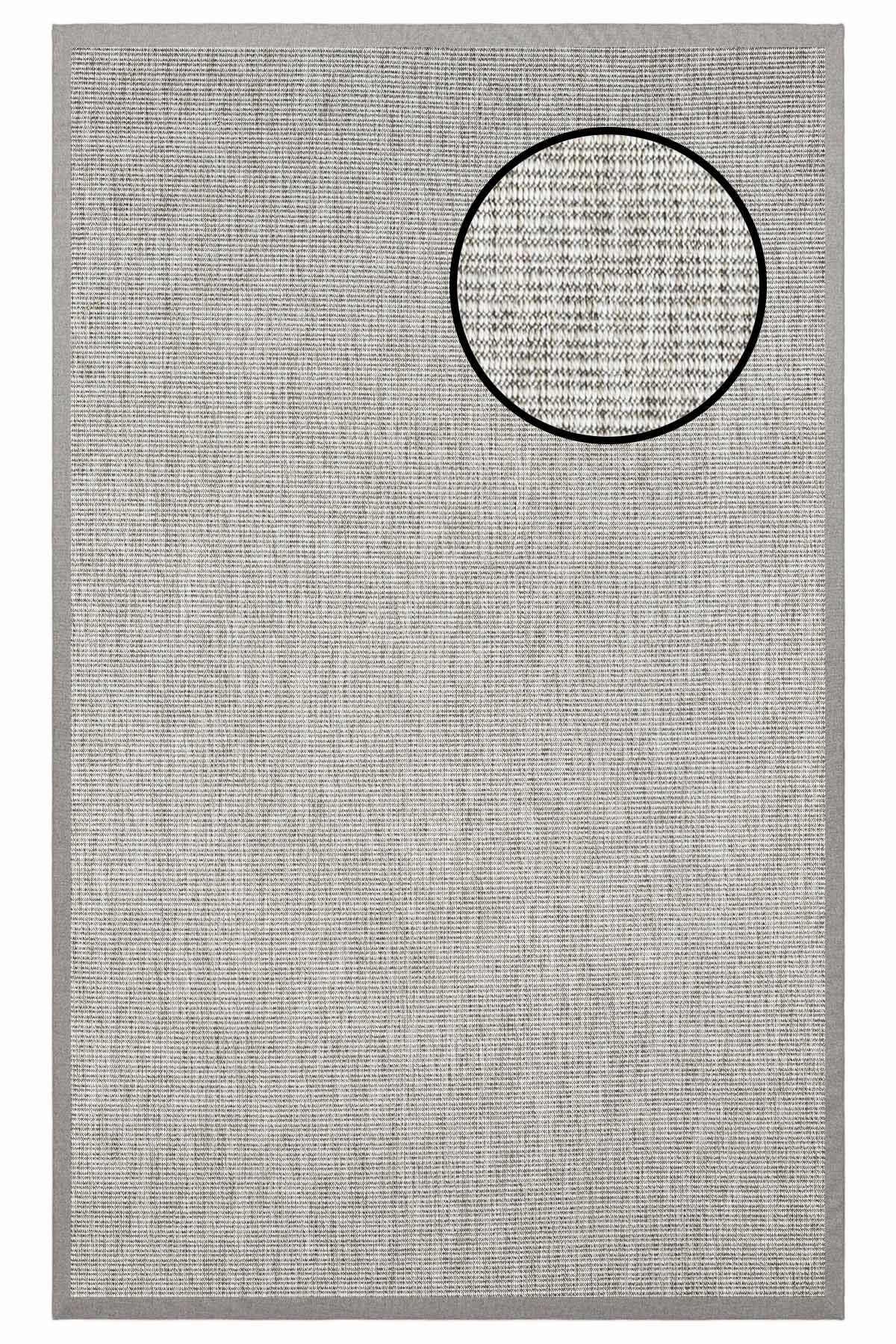 3663 Gri Düz Dokulu Sisal Halı Gri Bordür - 120x180