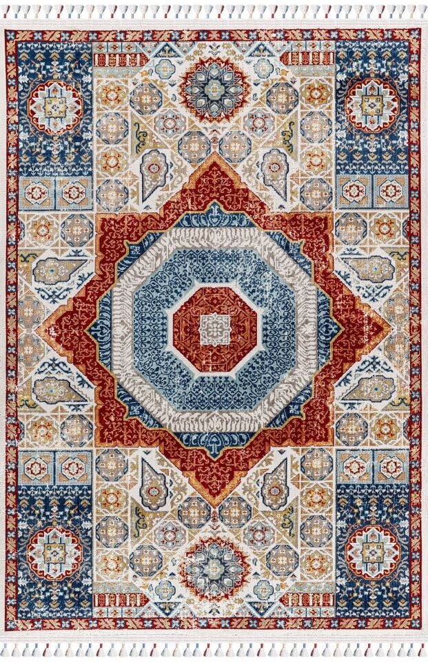 Antique AN003 - Etnik Desenli Vintage Hav Toz Vermez Halı