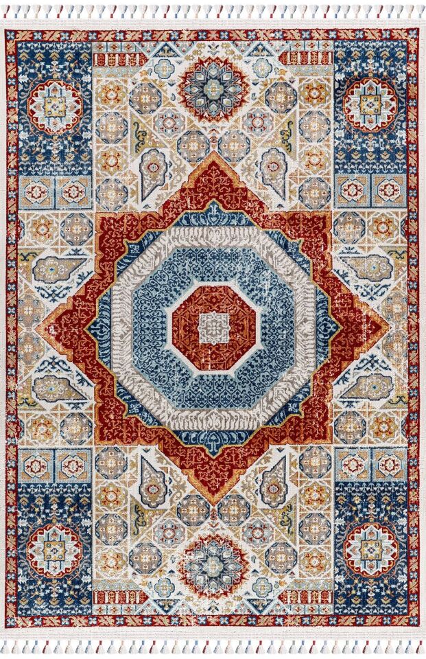 Antique AN003 - Etnik Desenli Vintage Hav Toz Vermez Halı 100x200