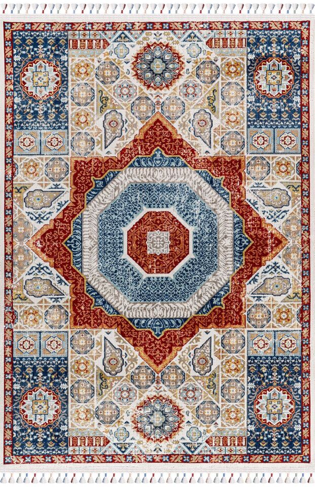 Antique AN003 - Etnik Desenli Vintage Hav Toz Vermez Halı 120x180