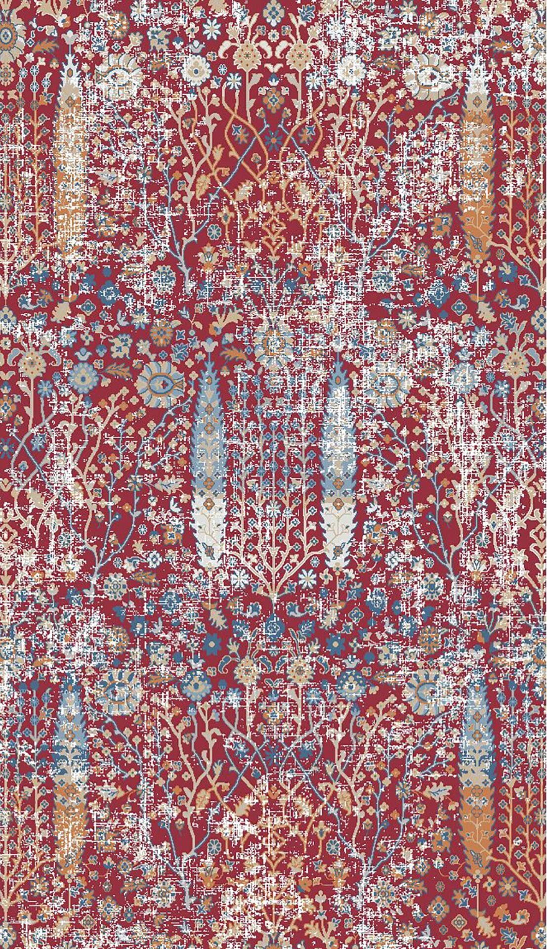 Antique AN004 - Etnik Desenli Vintage Hav Toz Vermez Halı 120x180