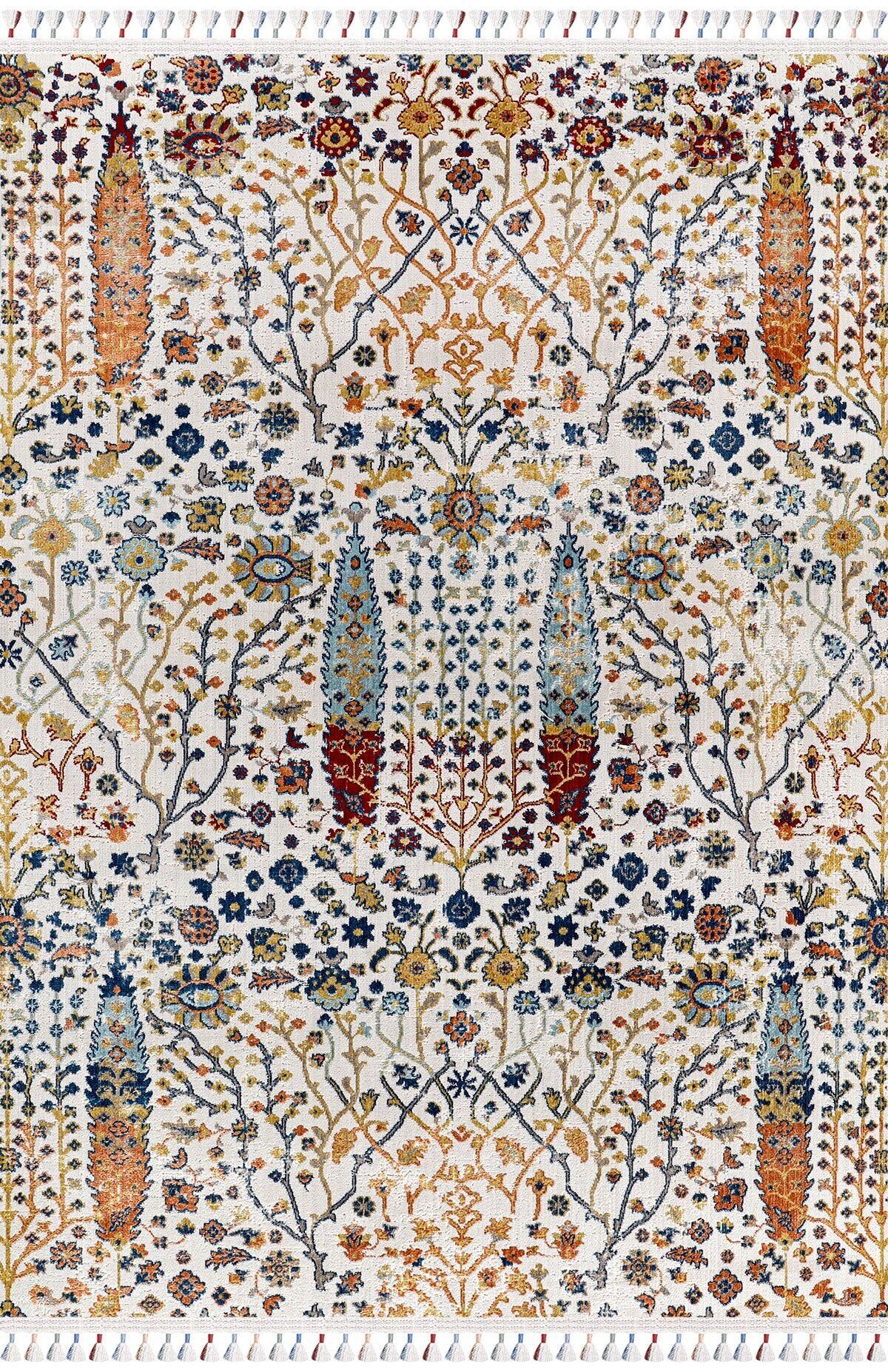 Antique AN005 - Etnik Desenli Vintage Hav Toz Vermez Halı