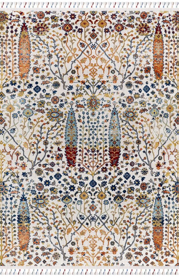 Antique AN005 - Etnik Desenli Vintage Hav Toz Vermez Halı 80x300