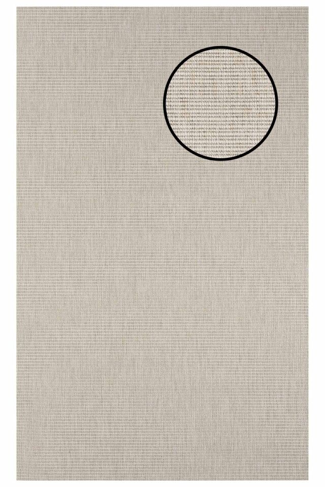4663 Krem Düz Dokulu Sisal Halı Bordürsüz - 80x300