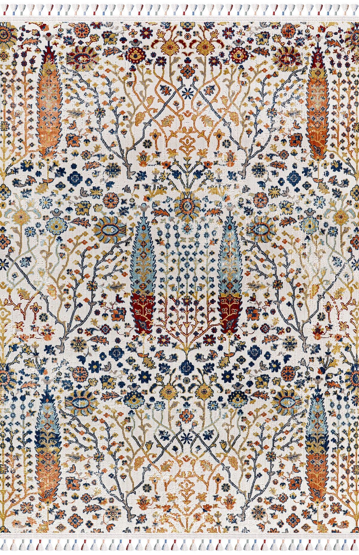 Antique AN005 - Etnik Desenli Vintage Hav Toz Vermez Halı 120x180