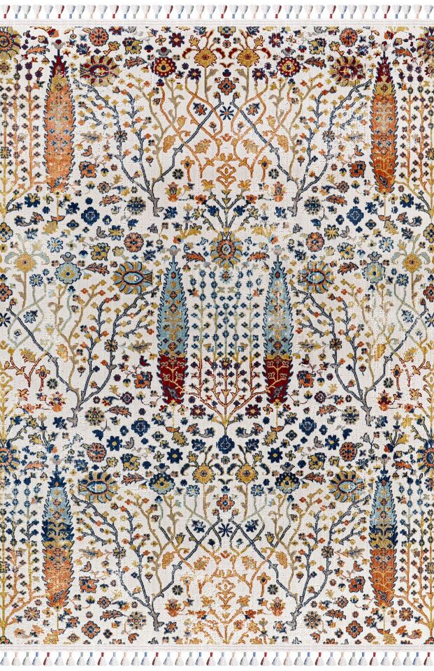 Antique AN005 - Etnik Desenli Vintage Hav Toz Vermez Halı 120x180