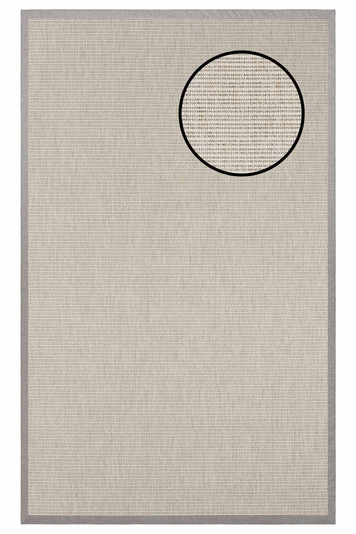 4663 Krem Düz Dokulu Sisal Halı Gri Bordür - 100x200