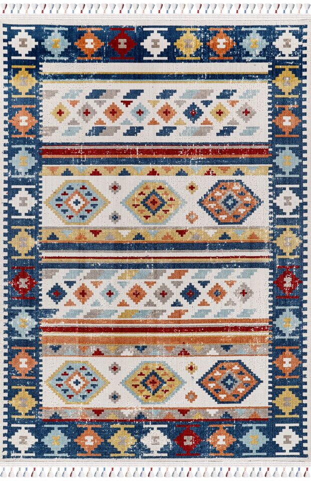 Antique AN006 - Etnik Desenli Vintage Hav Toz Vermez Halı 200x290