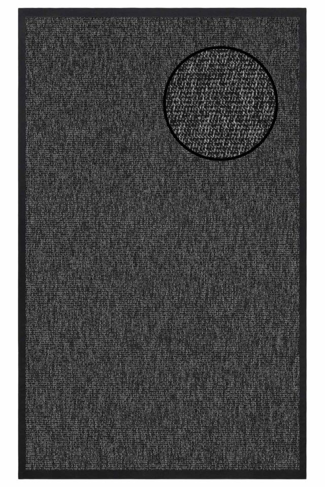 1664 Antrasit Zincir Dokulu Sisal Halı Siyah Bordür - 100x200