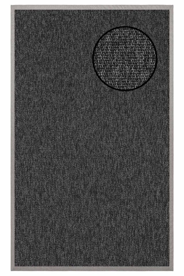 1664 Antrasit Zincir Dokulu Sisal Halı Gri Bordür - 100x300