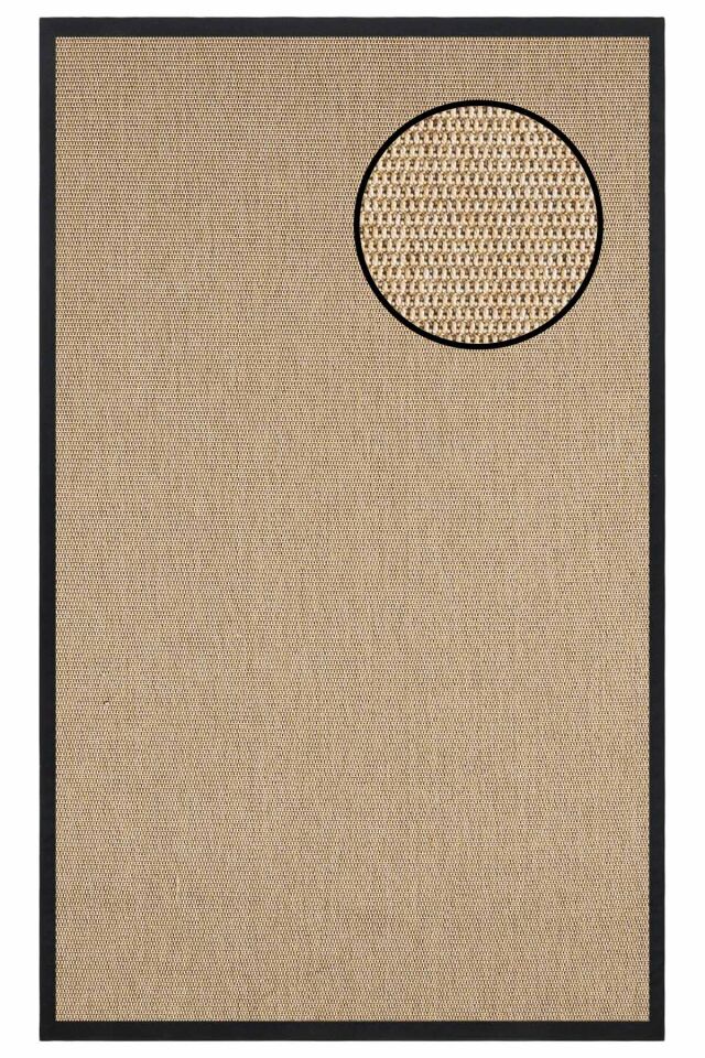 2664 Bej Zincir Dokulu Sisal Halı Siyah Bordür - 80x150