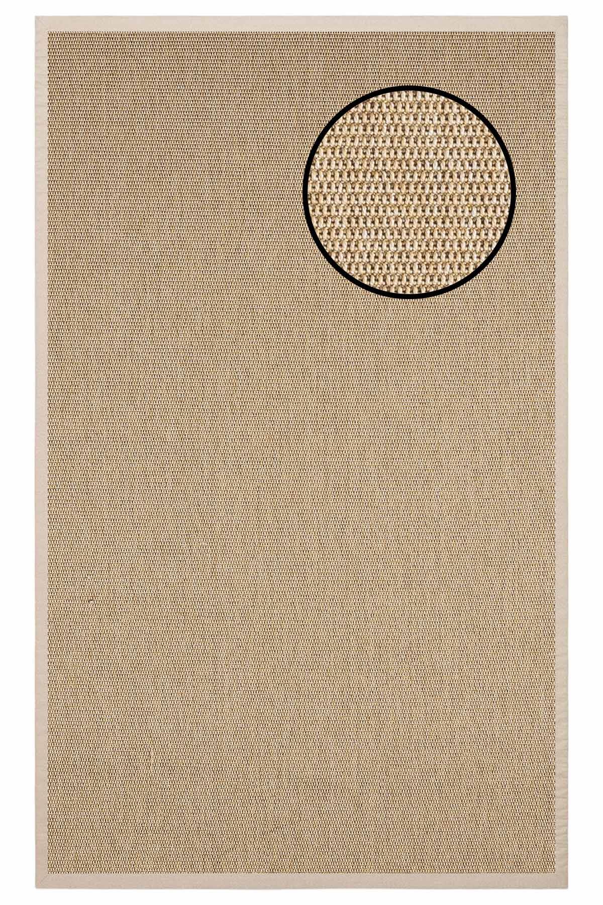 2664 Bej Zincir Dokulu Sisal Halı Bej Bordür - 80x150