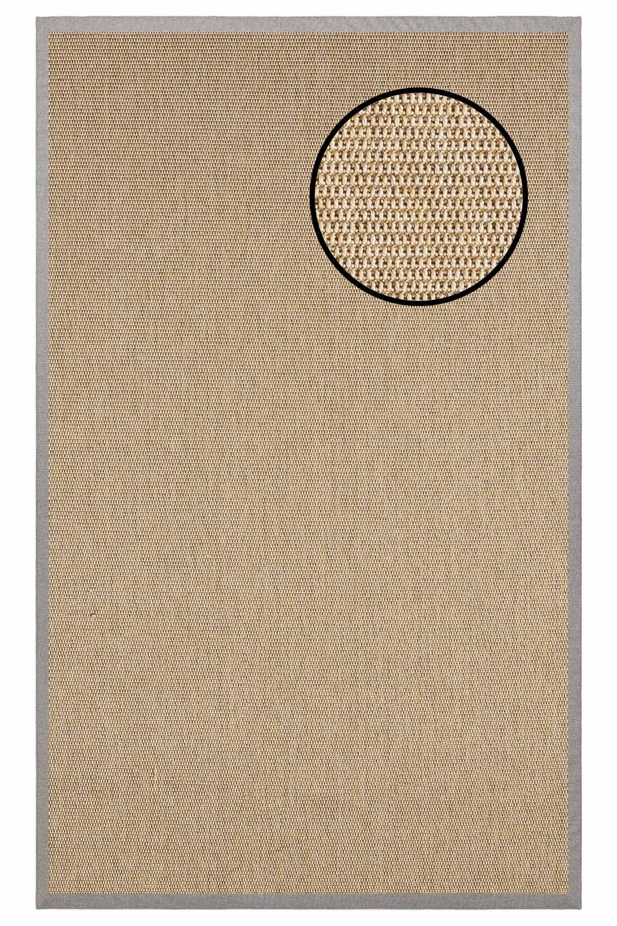 2664 Bej Zincir Dokulu Sisal Halı Gri Bordür - 160x230