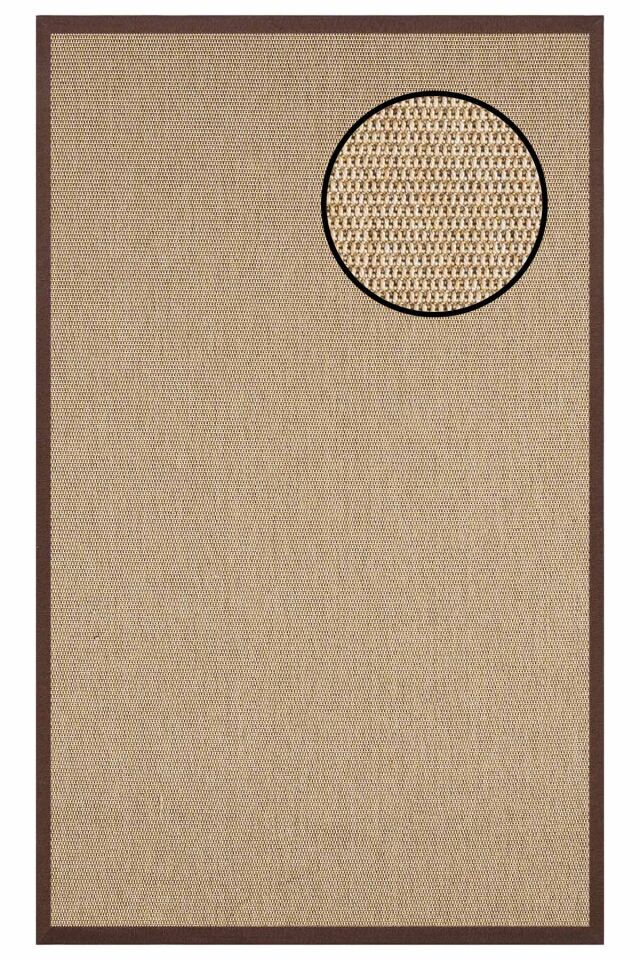 2664 Bej Zincir Dokulu Sisal Halı Kahve Bordür - 200x290