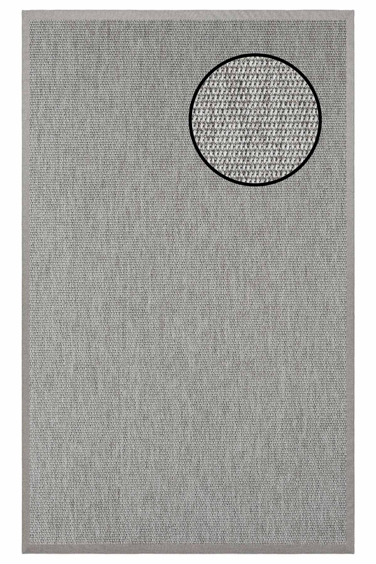 3664 Gri Zincir Dokulu Sisal Halı Gri Bordür - 160x230