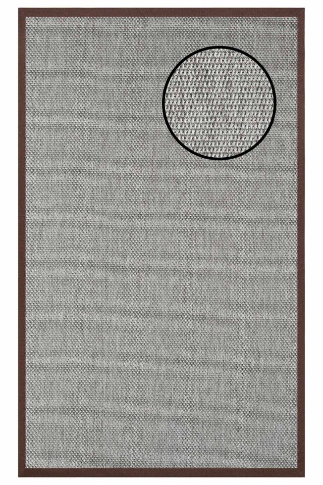 3664 Gri Zincir Dokulu Sisal Halı Kahve Bordür - 200x290