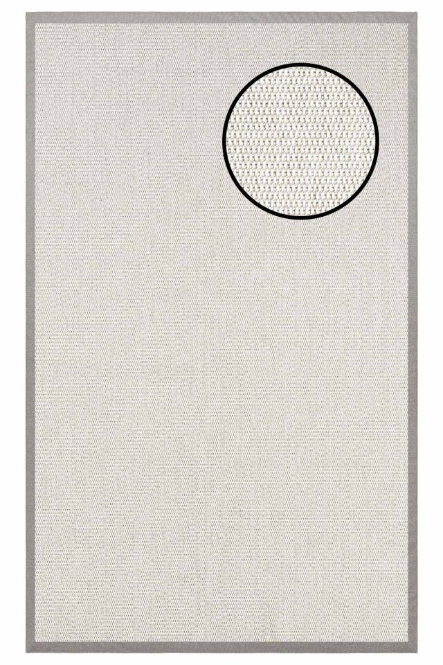 4664 Krem Zincir Dokulu Sisal Halı Gri Bordür - 80x150
