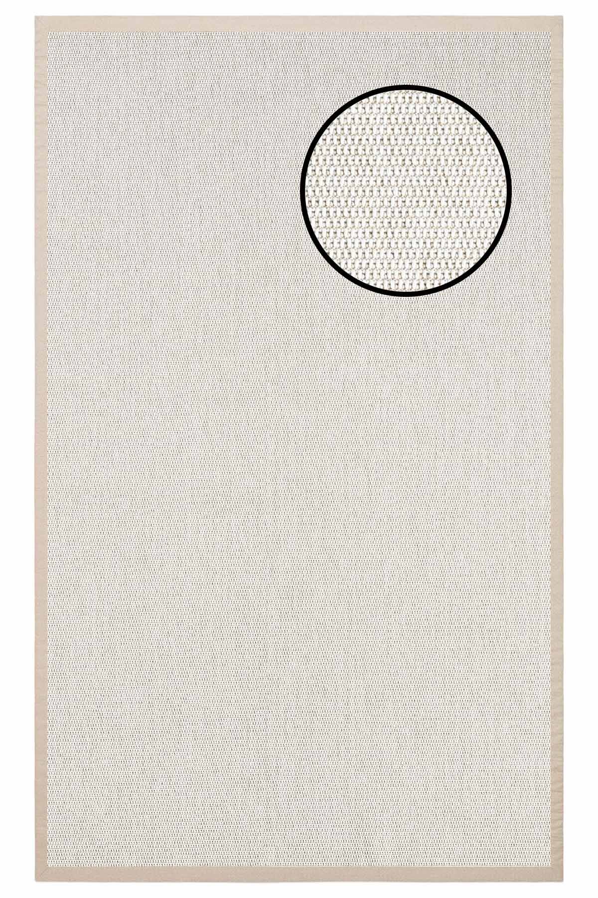 4664 Krem Zincir Dokulu Sisal Halı Bej Bordür - 80x300