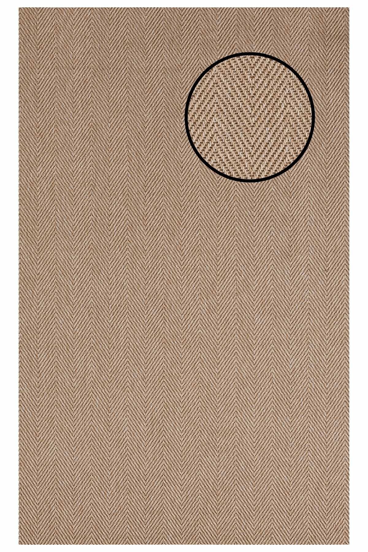 2665 Bej Balık Sırtı Dokulu Sisal Halı Bordürsüz - 120x180