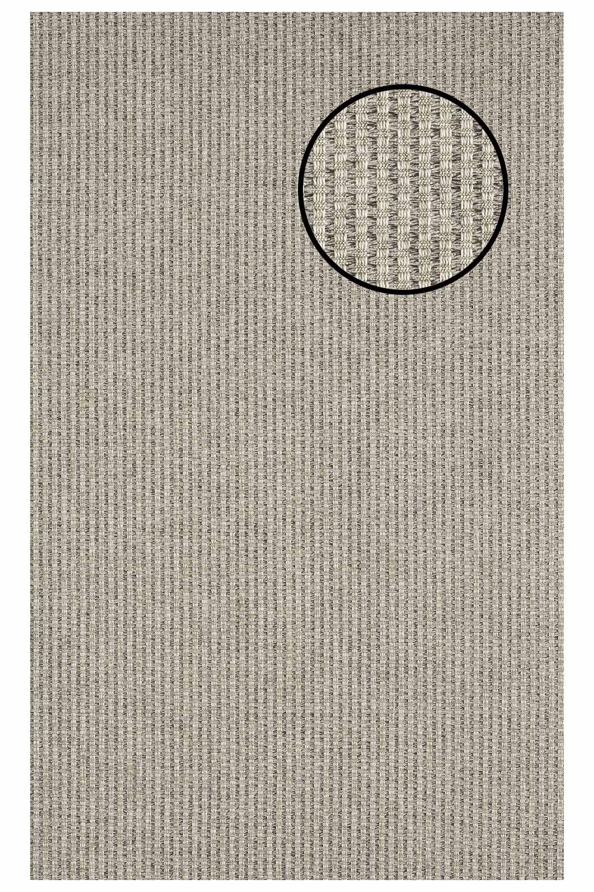 3666 Gri Hasır Dokulu Sisal Halı Bordürsüz - 80x300