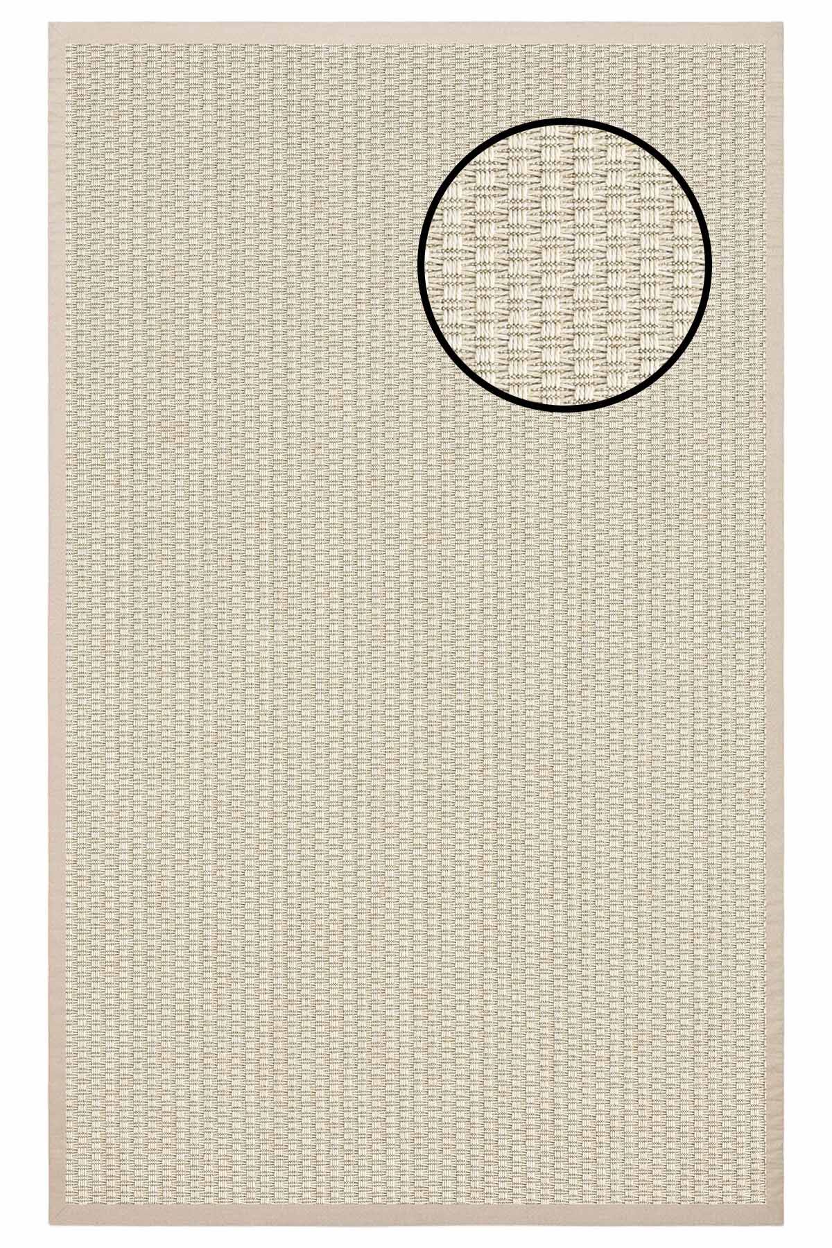 4666 Krem Hasır Dokulu Sisal Halı Bej Bordür - 80x300