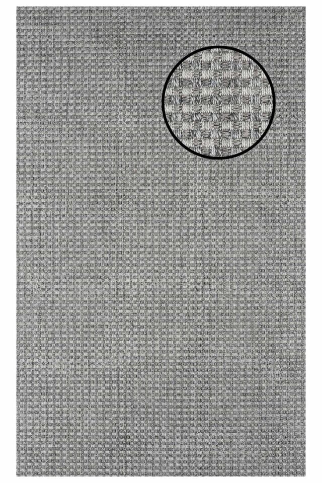 3667 Gri Hasır Dokulu Sisal Halı Bordürsüz - 100x200