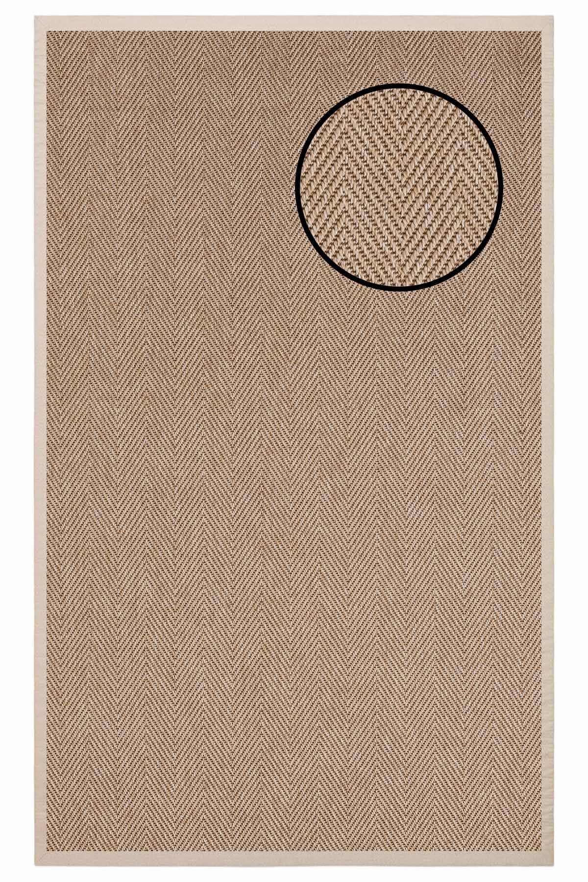 2665 Bej Balık Sırtı Dokulu Sisal Halı 100x300 - Bej Bordür