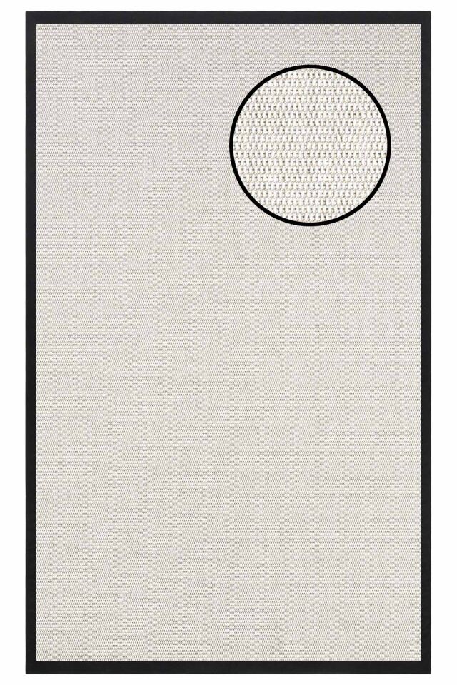 4664 Krem Zincir Dokulu Sisal Halı 160x230 - Siyah Bordür