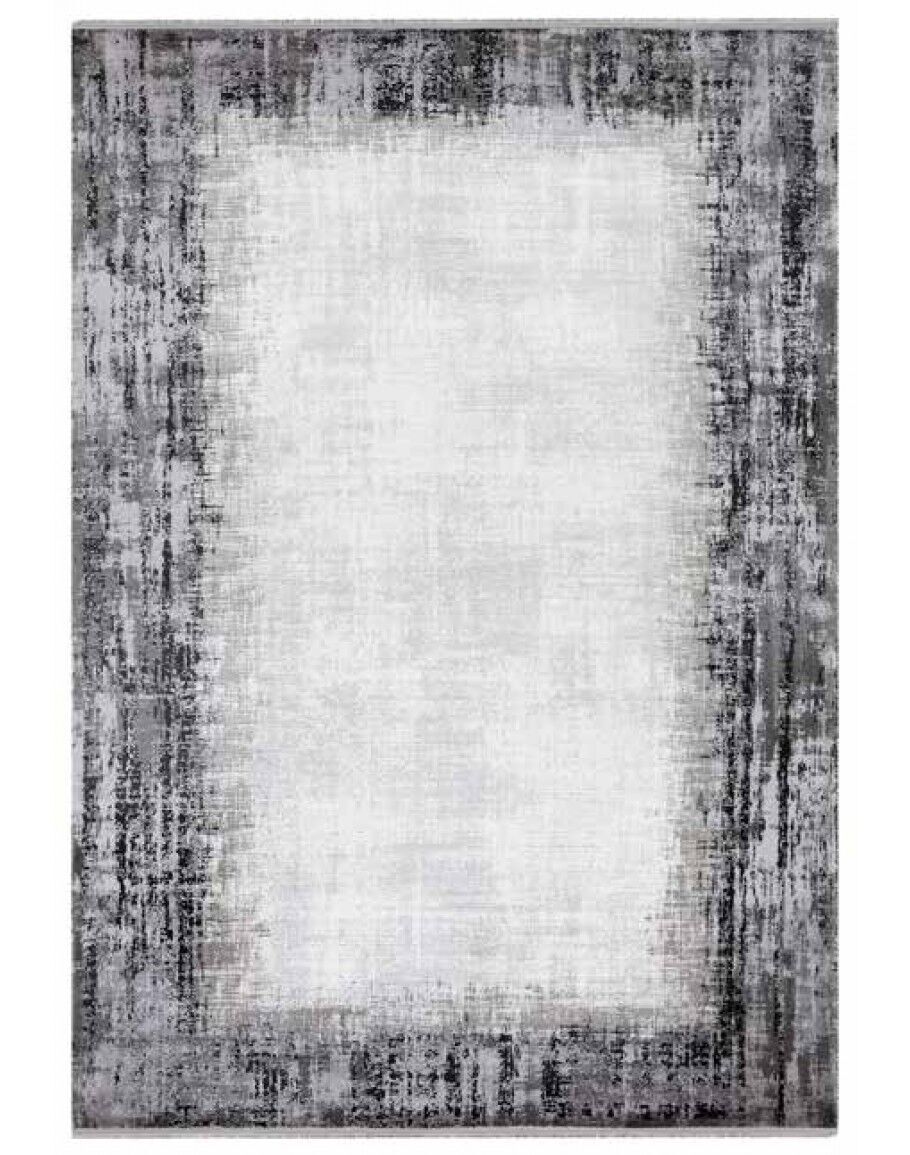 Verano 9348A Krem Gri Siyah Pamuk Tabanlı Halı 160x230