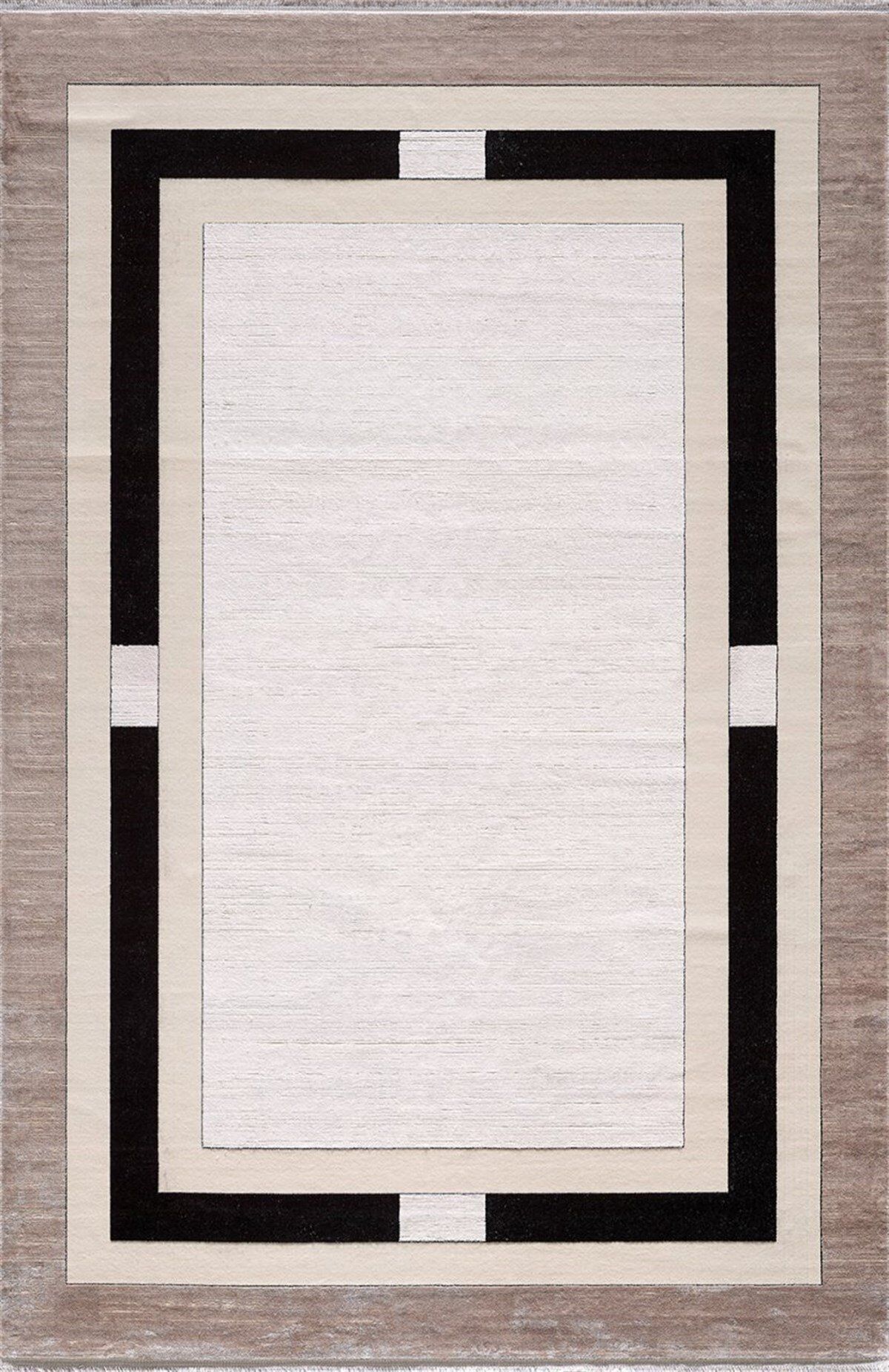 Ariana 6300E Krem Vizon Siyah Pamuk Tabanlı Halı 160x230